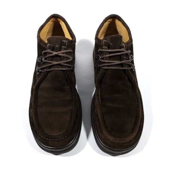 J CREW English Dark Brown Suede Leather Moc Toe Low Top Lace Up Boots Mens 10.5
